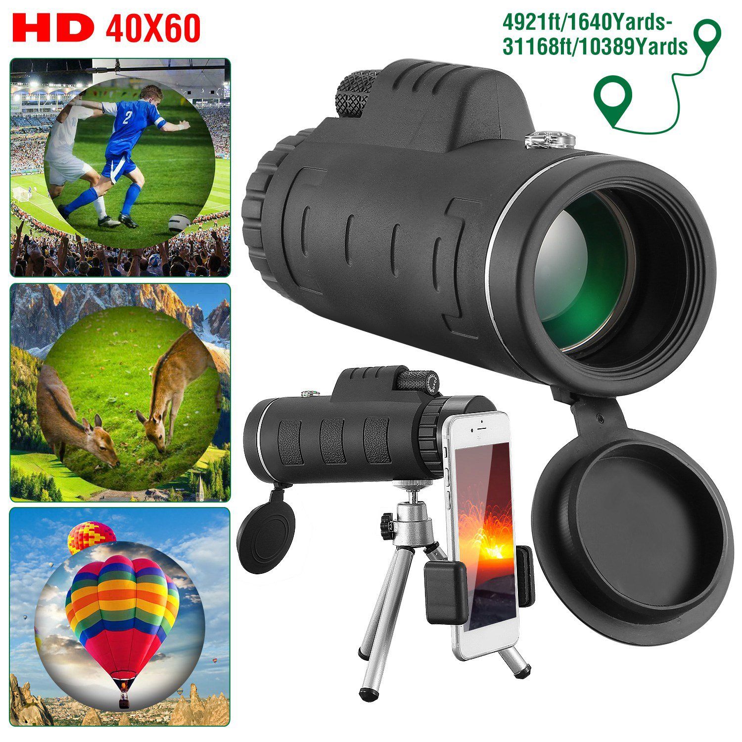 40x60 HD Optical Monocular Telescope with FMC Lens Sports & Outdoors - DailySale