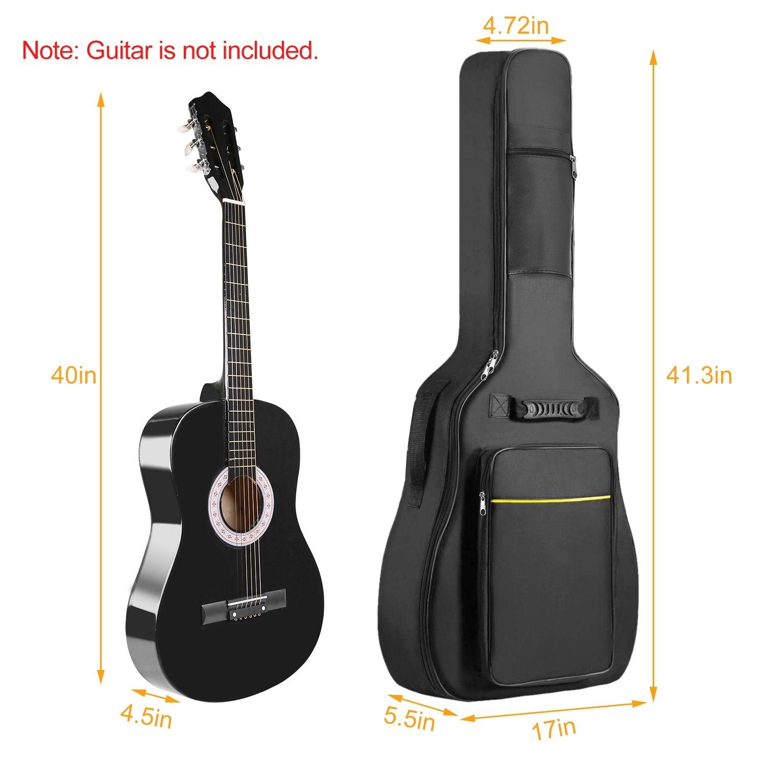 41" 5mm Thick Padded Protective Acoustic Guitar Bag Bags & Travel - DailySale