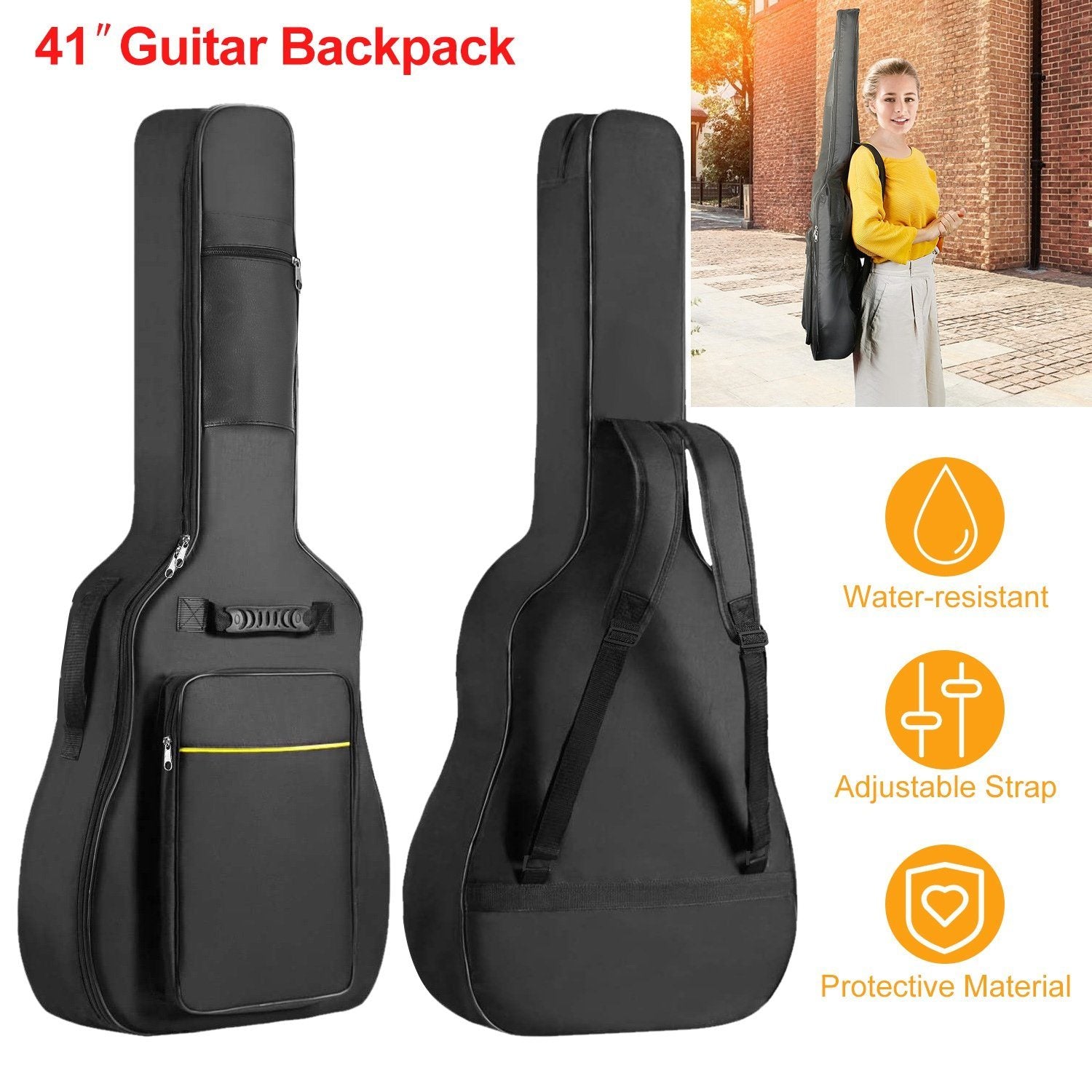 41" 5mm Thick Padded Protective Acoustic Guitar Bag Bags & Travel - DailySale