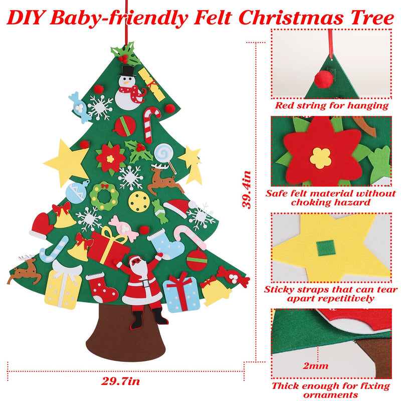 41-Piece: DIY Felt Christmas Tree Detachable Ornaments for Kids Holiday Decor & Apparel - DailySale