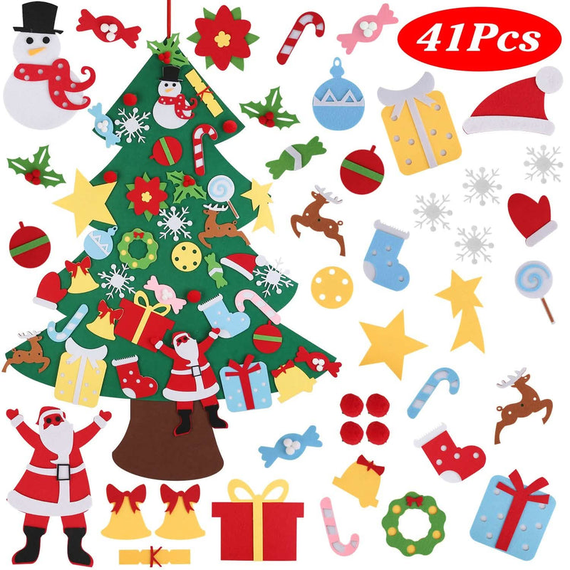 41-Piece: DIY Felt Christmas Tree Detachable Ornaments for Kids Holiday Decor & Apparel - DailySale