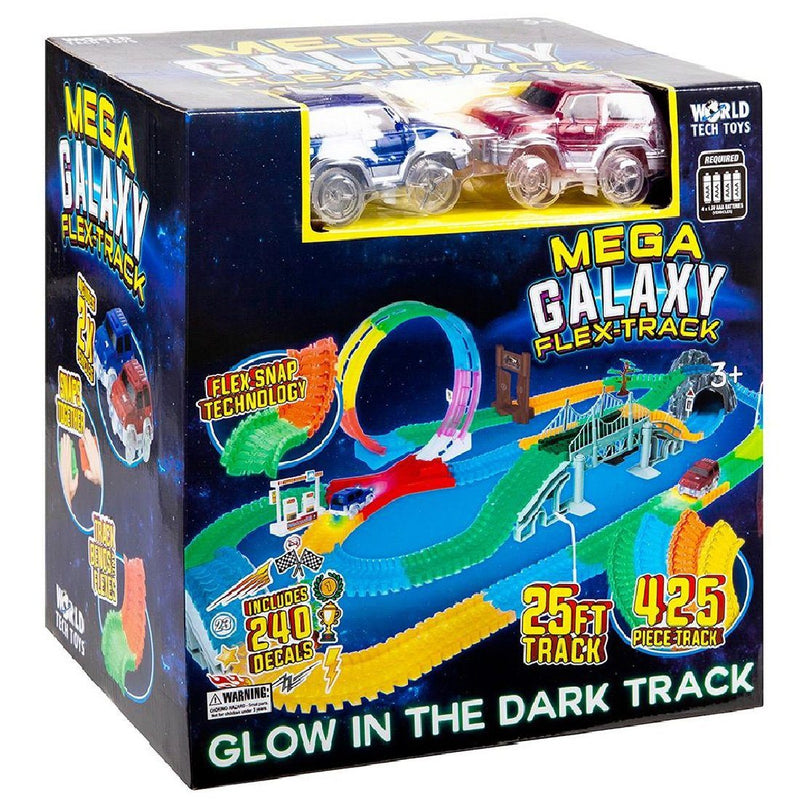 425-Piece: Mega Galaxy Flex-Track Glow Track with 2 Electric LED Light Cars Toys & Hobbies - DailySale