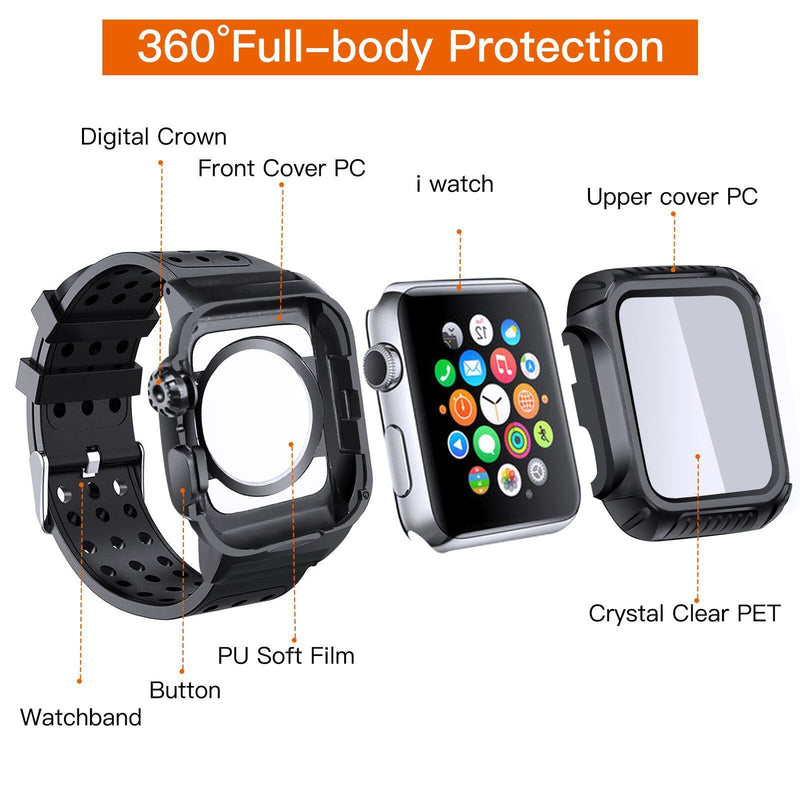 44 MM Full Cover Clear Case Screen Protector with Bands for Apple iWatch 4 and 5 Smart Watches - DailySale