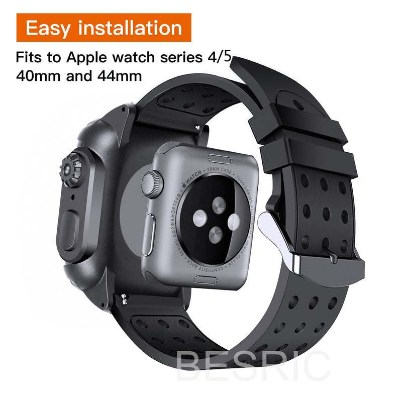 44 MM Full Cover Clear Case Screen Protector with Bands for Apple iWatch 4 and 5 Smart Watches - DailySale