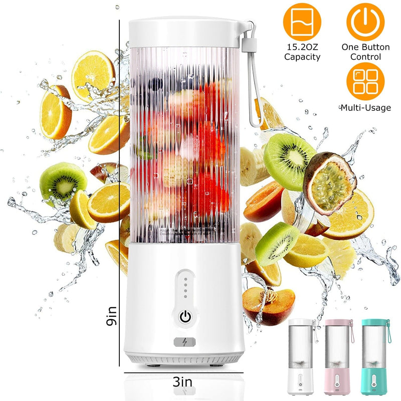 450ml Rechargeable Fruit Blender with 6 Blades Kitchen Appliances - DailySale