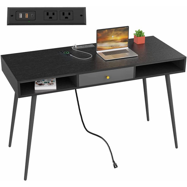 47" Mid Century Modern Desk Furniture & Decor Black - DailySale