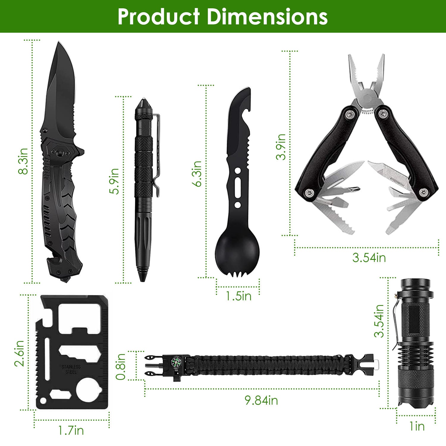 47-Pieces: Emergency Survival Kit EDC Gear Equipment Tool with Pouch Sports & Outdoors - DailySale