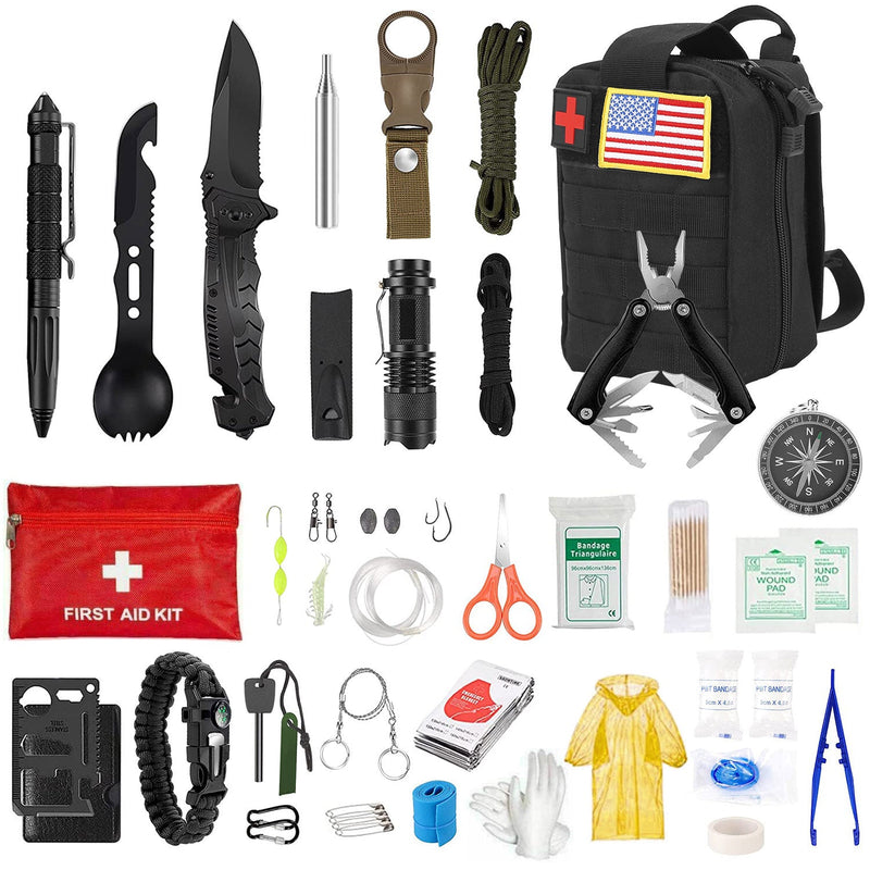47-Pieces: Emergency Survival Kit EDC Gear Equipment Tool with Pouch Sports & Outdoors - DailySale