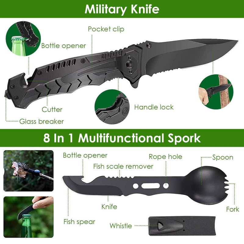 47-Pieces: Emergency Survival Kit EDC Gear Equipment Tool with Pouch Sports & Outdoors - DailySale