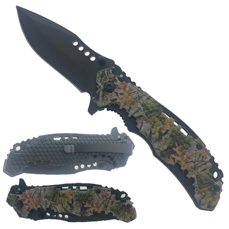 4.75" Knife with ABS Handle Tactical Leaf Camo - DailySale