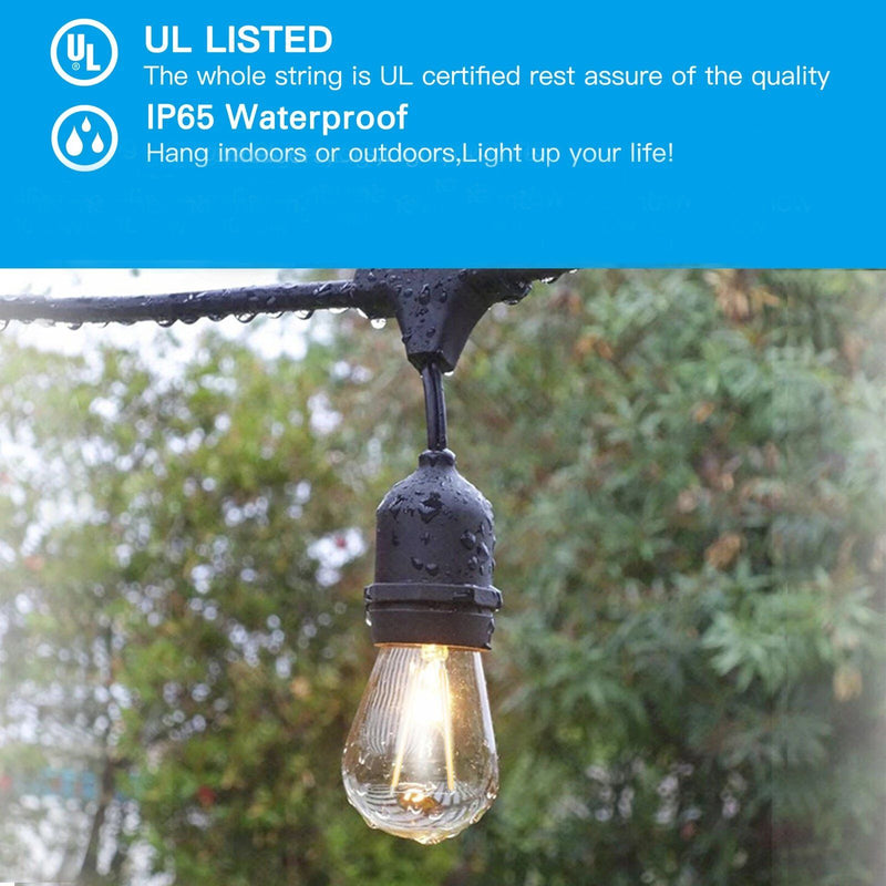 48 Ft. LED String Lights Outdoor Commercial Grade Waterproof Bulbs Lighting & Decor - DailySale