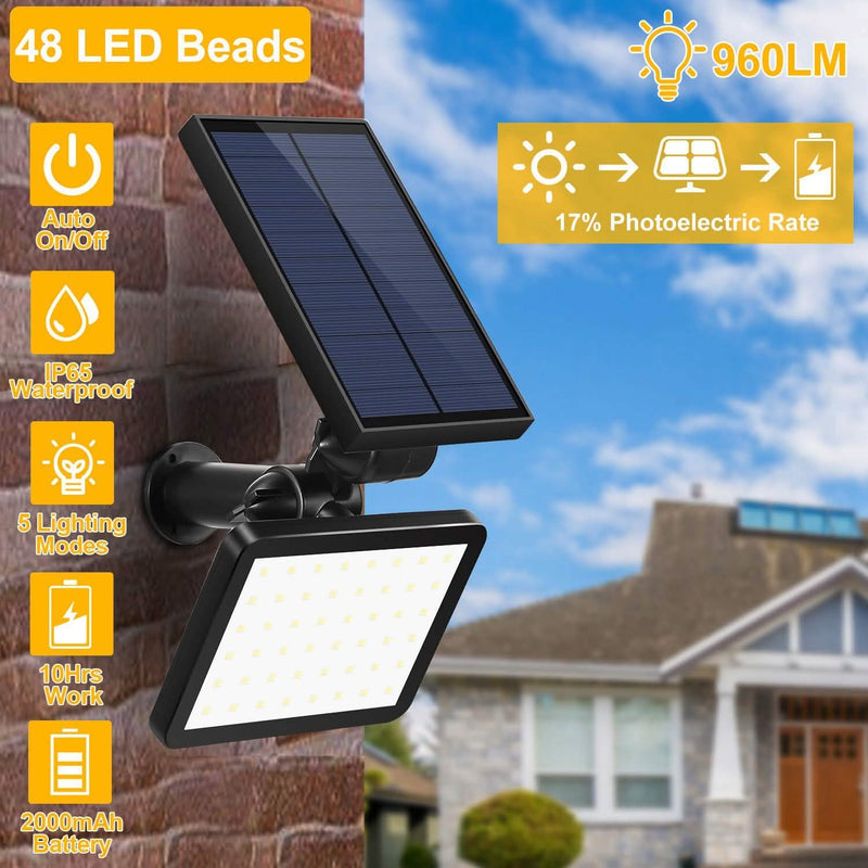 48 LED Solar Spotlight Outdoor Lighting & Decor - DailySale