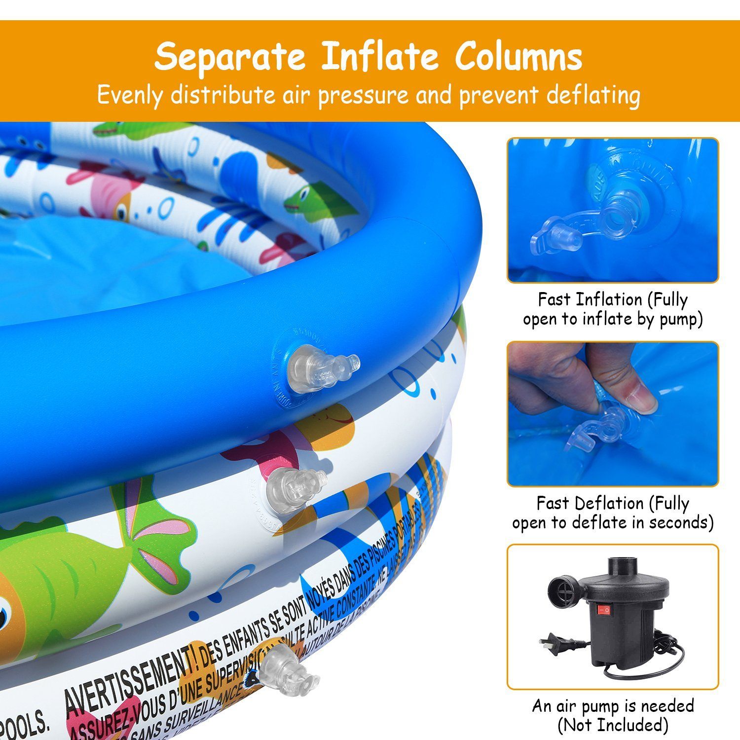 48 x 10 Inflatable Swimming Pool with 3 Velvets Water Drain Plug Sports & Outdoors - DailySale