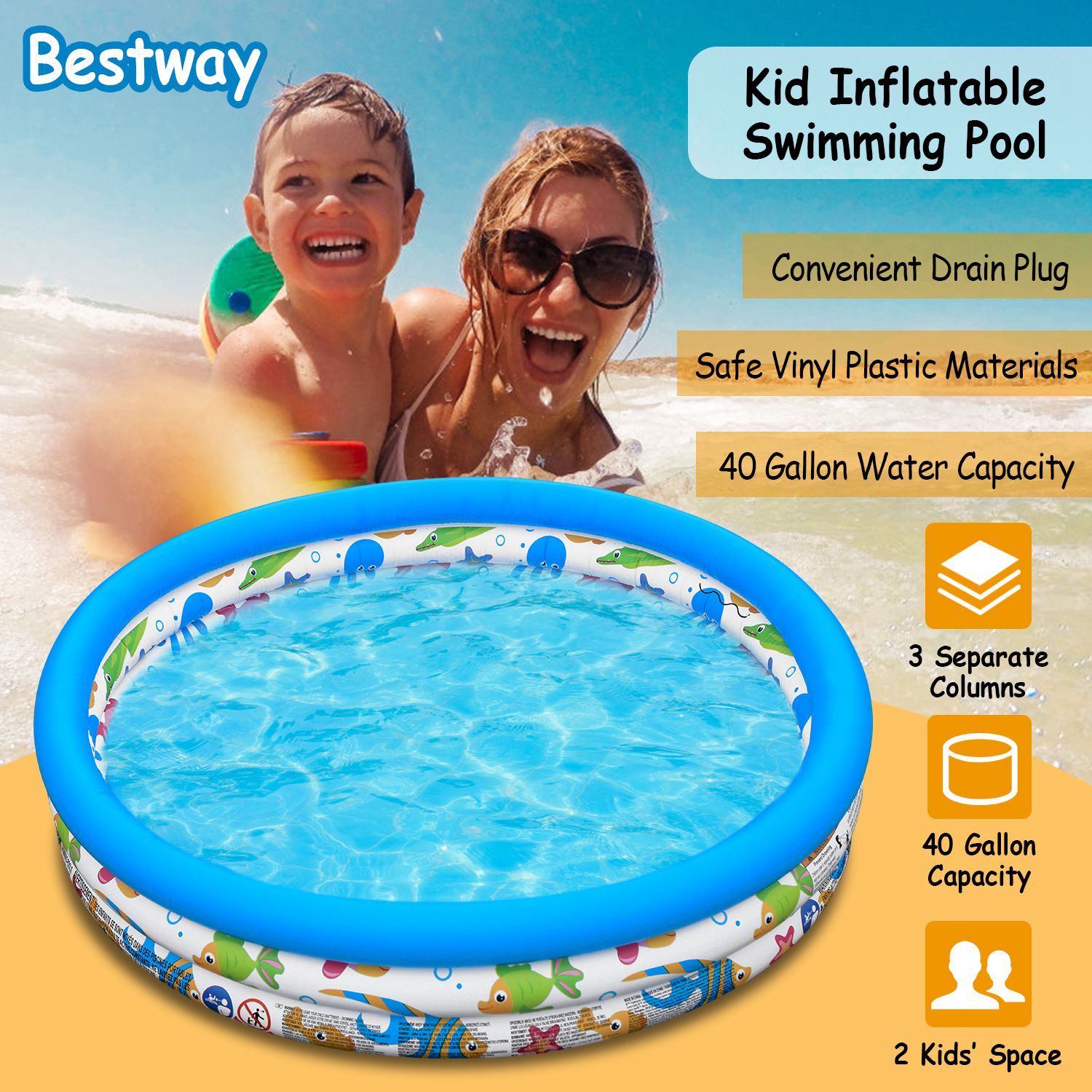 48 x 10 Inflatable Swimming Pool with 3 Velvets Water Drain Plug Sports & Outdoors - DailySale