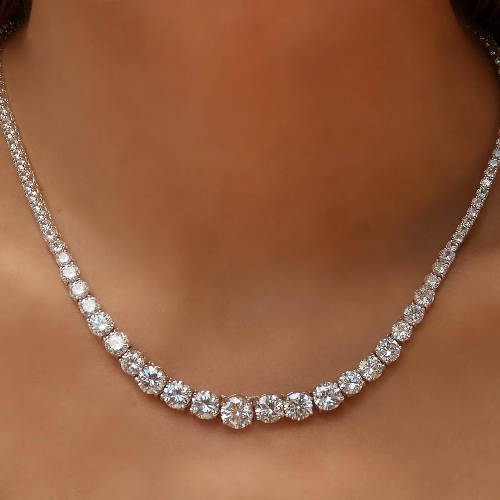 48.00 CTTW Graduated Tennis Necklace made with Swarovski Elements Jewelry - DailySale