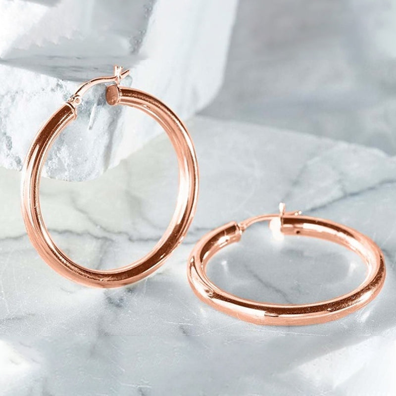 25mm Classic French Lock Hoops in Solid Sterling Silver - DailySale, Inc