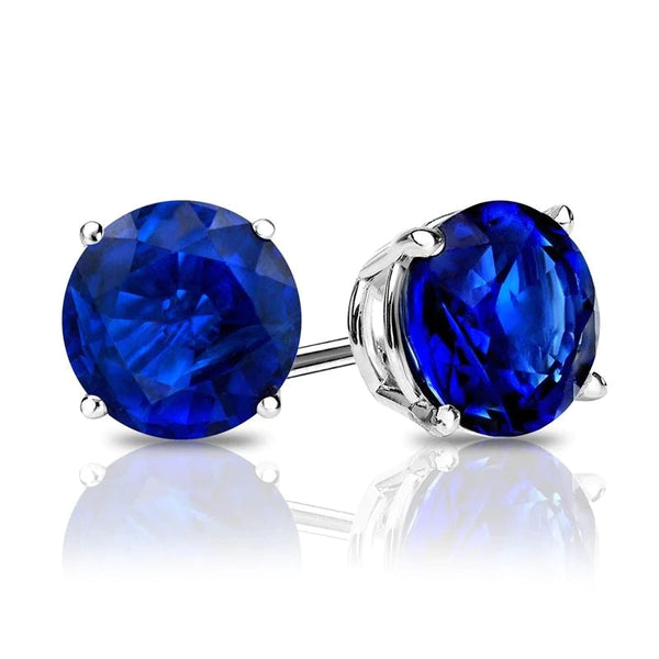 4K White Gold Plated 1.00 CT Sapphire Created Austrian Crystal 6mm Stud Earring Earrings - DailySale