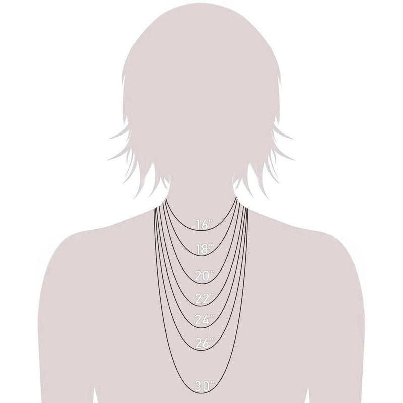 Diagram of a woman wearing different sizes of 4K Yellow Gold Rope Diamond Cut Chain Necklaces