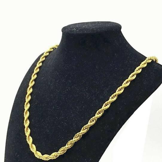 4MM 18K Solid Gold Rope Chain Necklaces 8" - DailySale