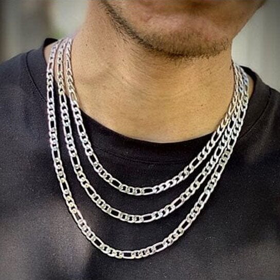4mm Figaro Chain Necklace - Stainless Steel Necklace Men Necklaces White - DailySale