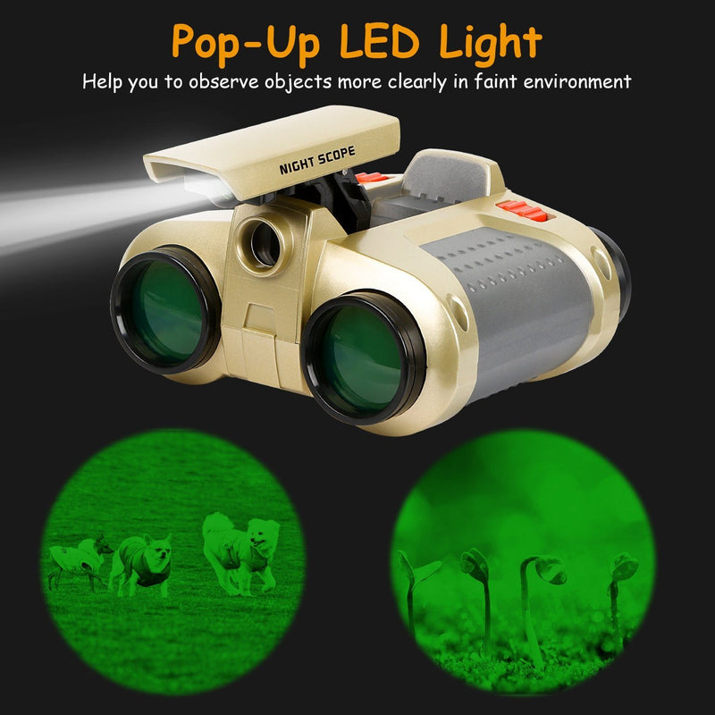 4x30 Kid Toy Night Vision Binoculars with Pop-Up LED Light Toys & Games - DailySale