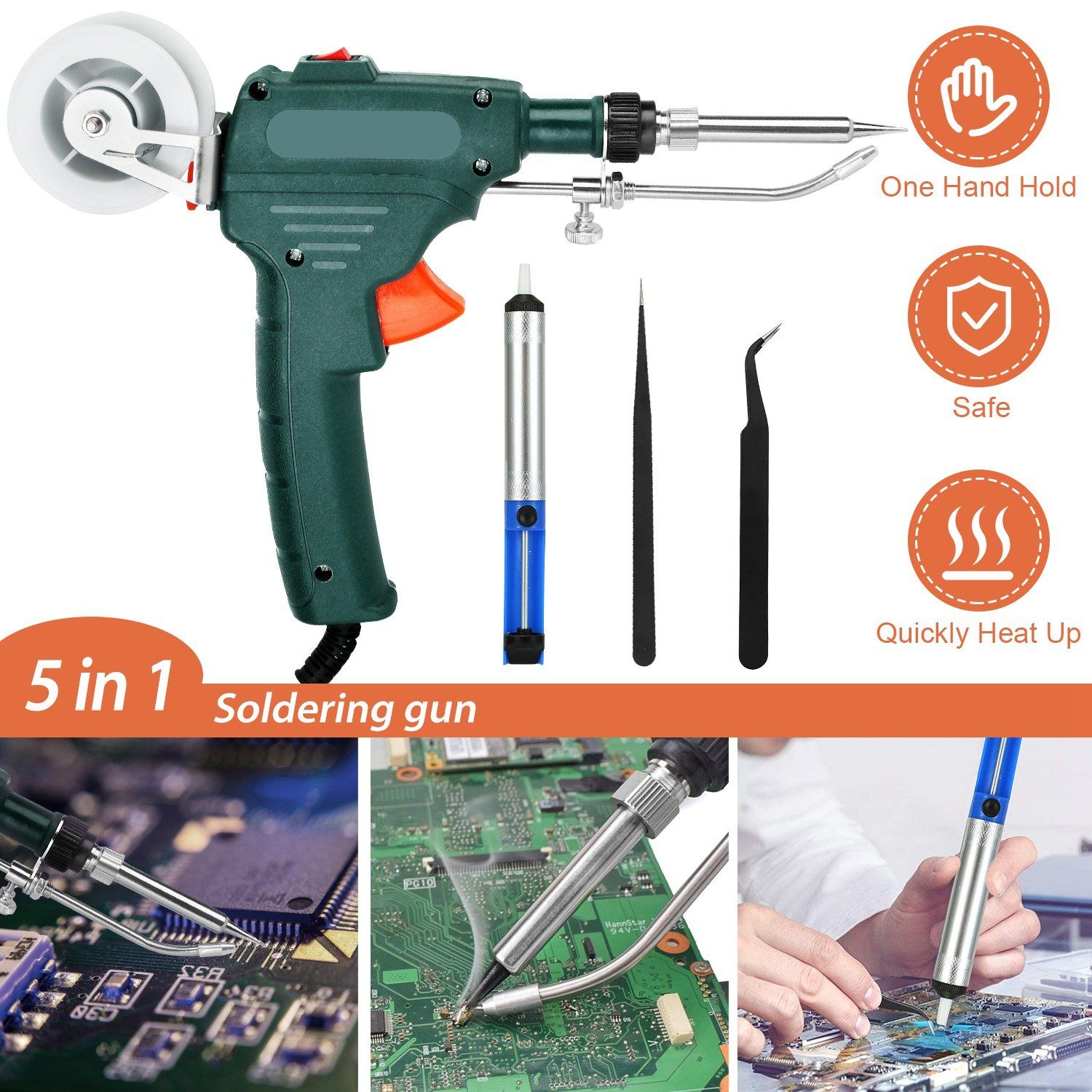 5-in-1 Automatic Hand-Held Soldering Iron Gun Kit Home Improvement - DailySale