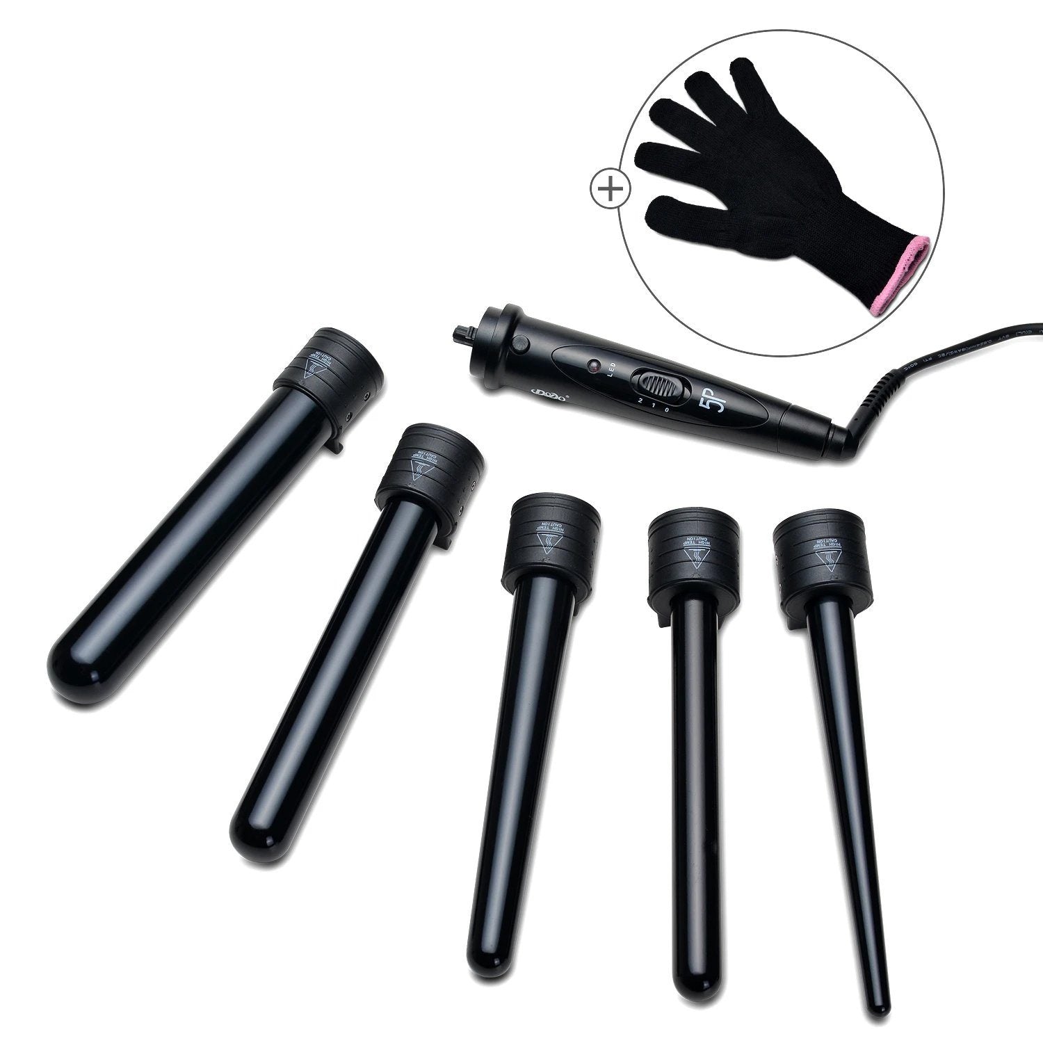 5-in-1 Curling Iron Wand Set Hair Curler Set With 5 Interchangeable Barrels Roller Beauty & Personal Care - DailySale