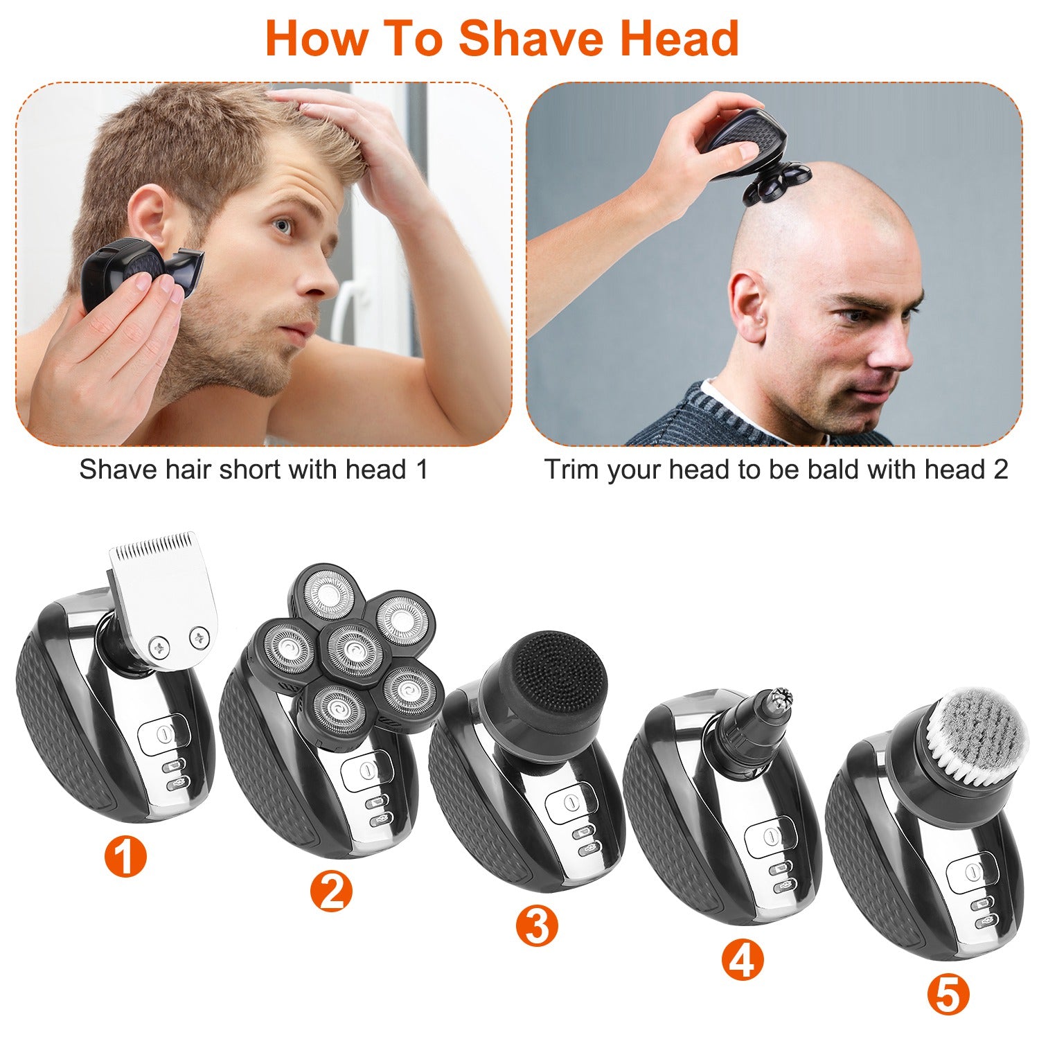 5-in-1 Electric Razor For Bald Men Men's Grooming - DailySale