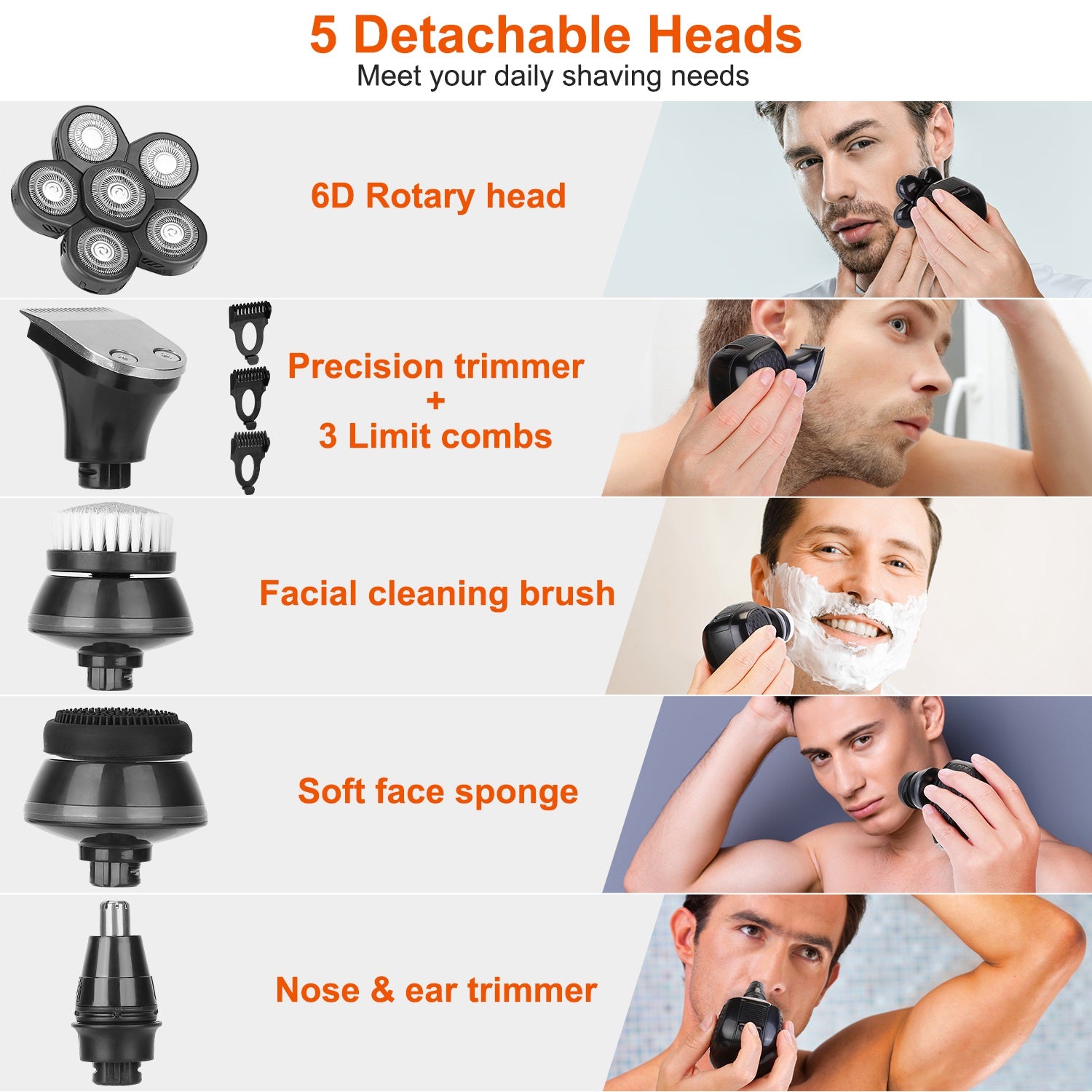 5-in-1 Electric Razor For Bald Men Men's Grooming - DailySale