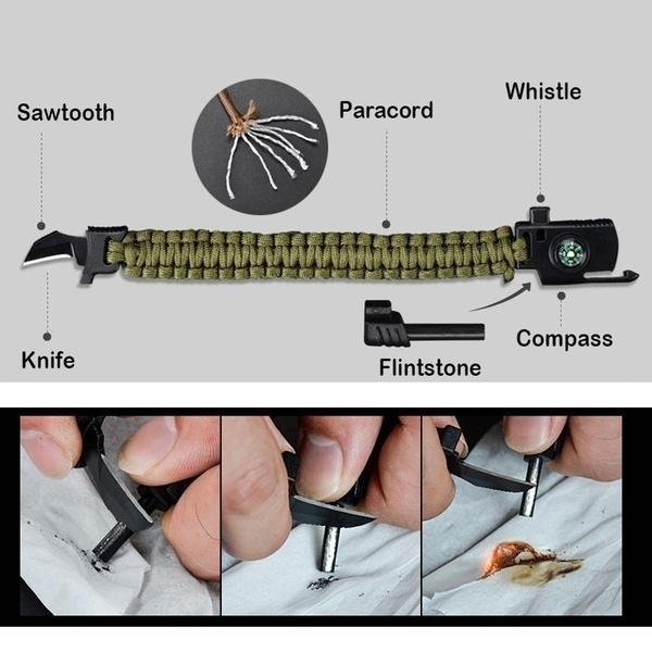5-in-1 Multifunction Outdoor Survival Gear Escape Paracord Bracelet Sports & Outdoors - DailySale
