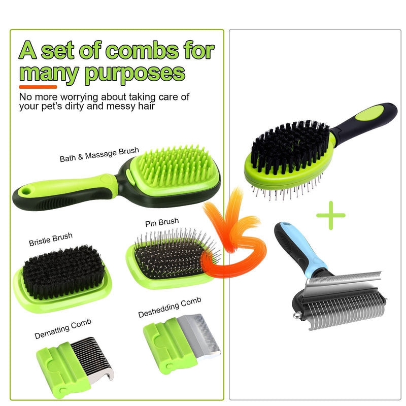 5-in-1 Pet Brush Set Pet Grooming Shedding Massage Combs Pet Supplies - DailySale