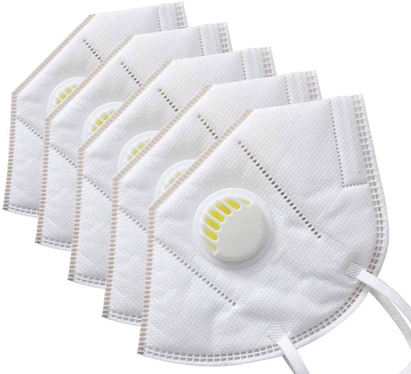 5 Layers KN95 Face Mask with Breathing Valve Face Masks & PPE 30-Pieces White - DailySale