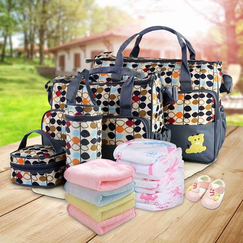 5-Pack: Baby Nappy Diaper Bag Set