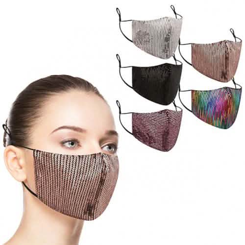 5-Pack: Bling Sequin Face Masks with Adjustable Ear Loops Face Masks & PPE - DailySale