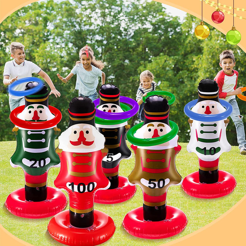 5-Pack: Christmas Nutcrackers Ring Toss Christmas Party Games Toys Holiday Decor & Apparel - DailySale