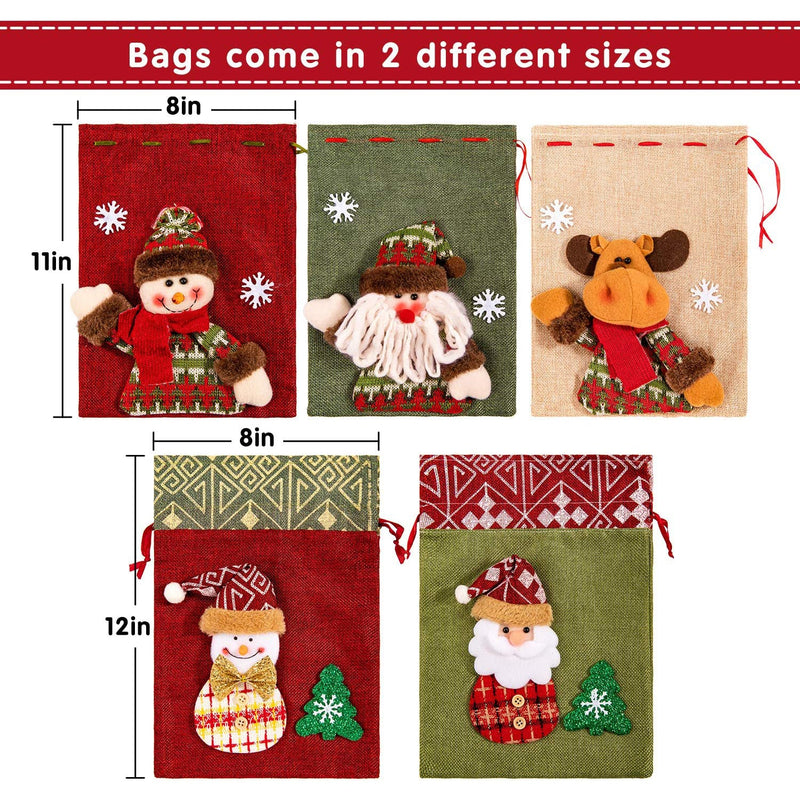5-Pack: Drawstring Christmas Bags Holiday Decor & Apparel - DailySale