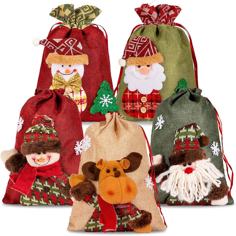 5-Pack: Drawstring Christmas Bags Holiday Decor & Apparel - DailySale