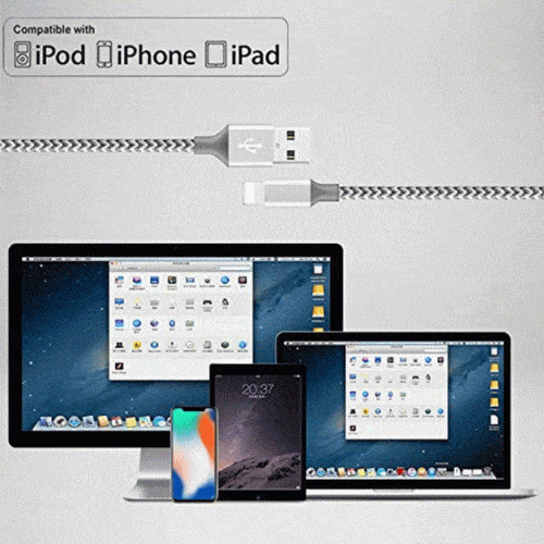 5-Pack: Heavy Duty Braided iPhone Lightning USB Cable Charger Cords Mobile Accessories - DailySale