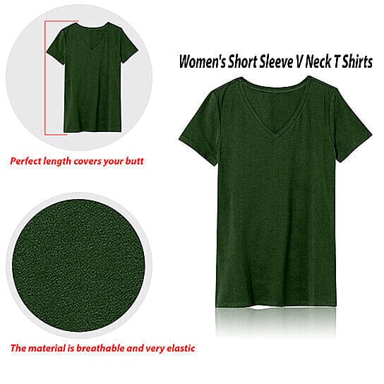 5-Pack: Ladies Ultra Soft Cotton Blend Basic V-Neck Short Sleeve Shirts Women's Tops - DailySale