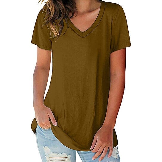 5-Pack: Ladies Ultra Soft Cotton Blend Basic V-Neck Short Sleeve Shirts Women's Tops - DailySale