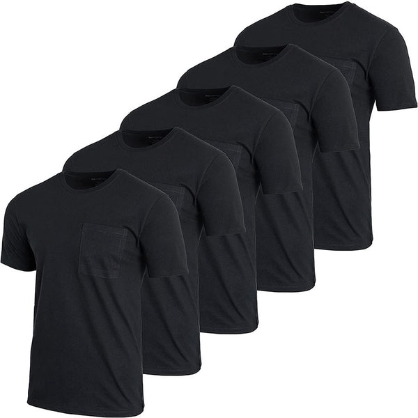 5-Pack: Men's Cotton Crew Neck Pocket T-Shirts Men's Tops Set 1 S - DailySale
