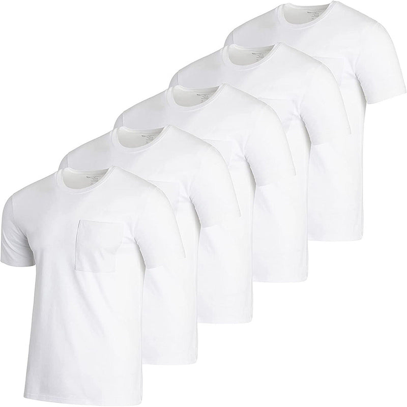 5-Pack: Men's Cotton Crew Neck Pocket T-Shirts Men's Tops Set 2 S - DailySale