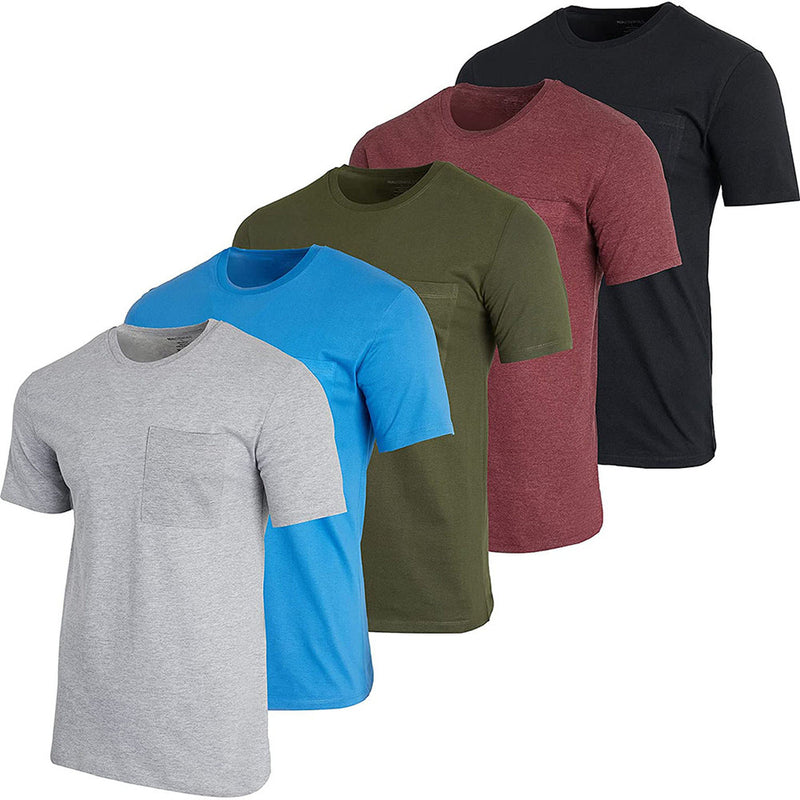 5-Pack: Men's Cotton Crew Neck Pocket T-Shirts Men's Tops Set 4 M - DailySale