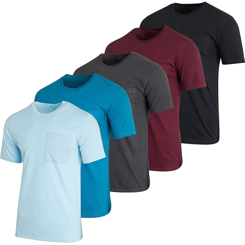 5-Pack: Men's Cotton Crew Neck Pocket T-Shirts Men's Tops Set 5 S - DailySale