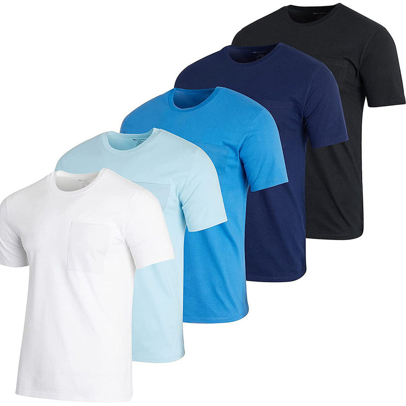 5-Pack: Men's Cotton Crew Neck Pocket T-Shirts Men's Tops Set 6 S - DailySale