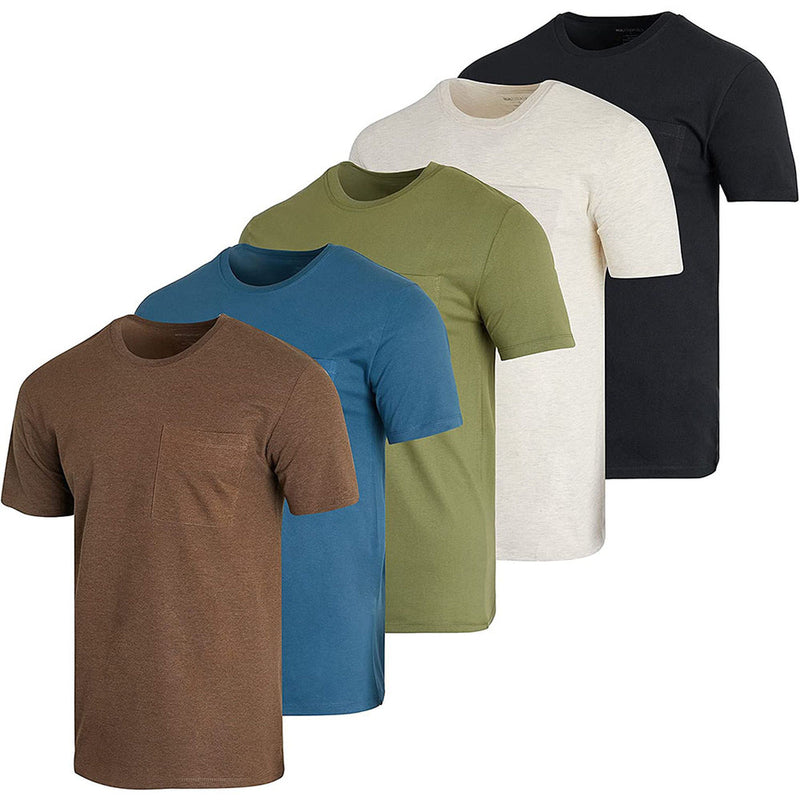 5-Pack: Men's Cotton Crew Neck Pocket T-Shirts Men's Tops Set 7 M - DailySale