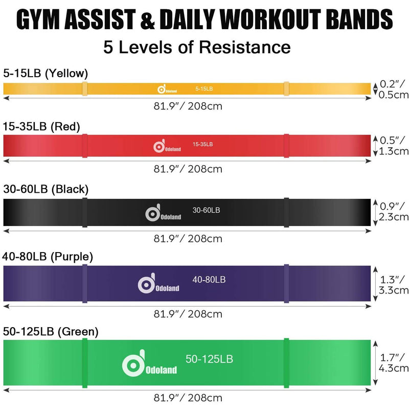 5-Pack: ODOLAND Pull-Up Resistance Loop Bands Fitness - DailySale