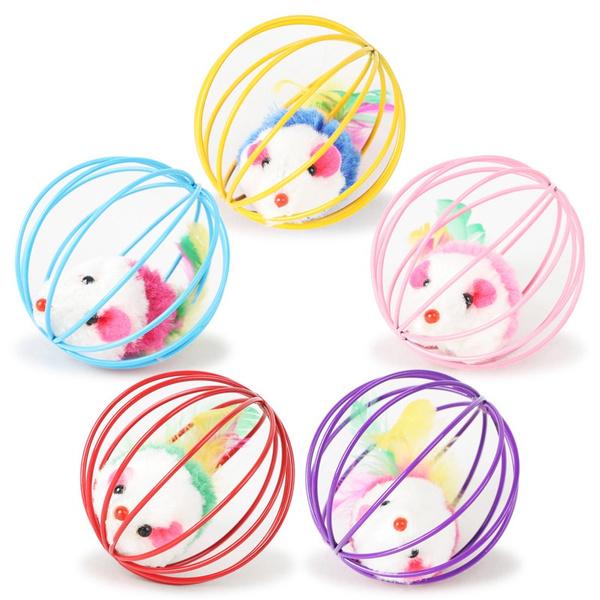 5-Pack: Pet Cat Kitten Playing Mouse Ball Cage Pet Supplies - DailySale