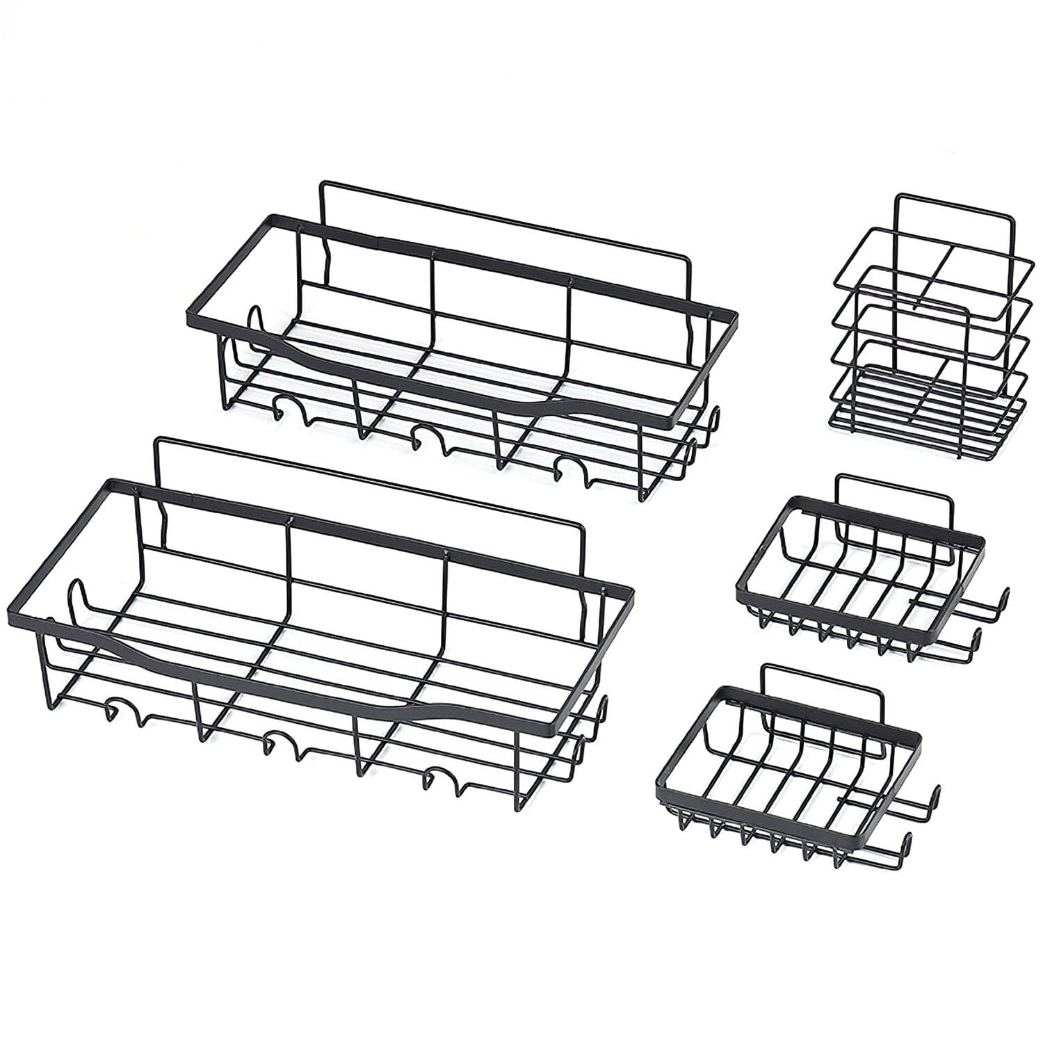 5-Pack: Shower Caddy Shelves with 18 Inbuilt Hooks Bath - DailySale