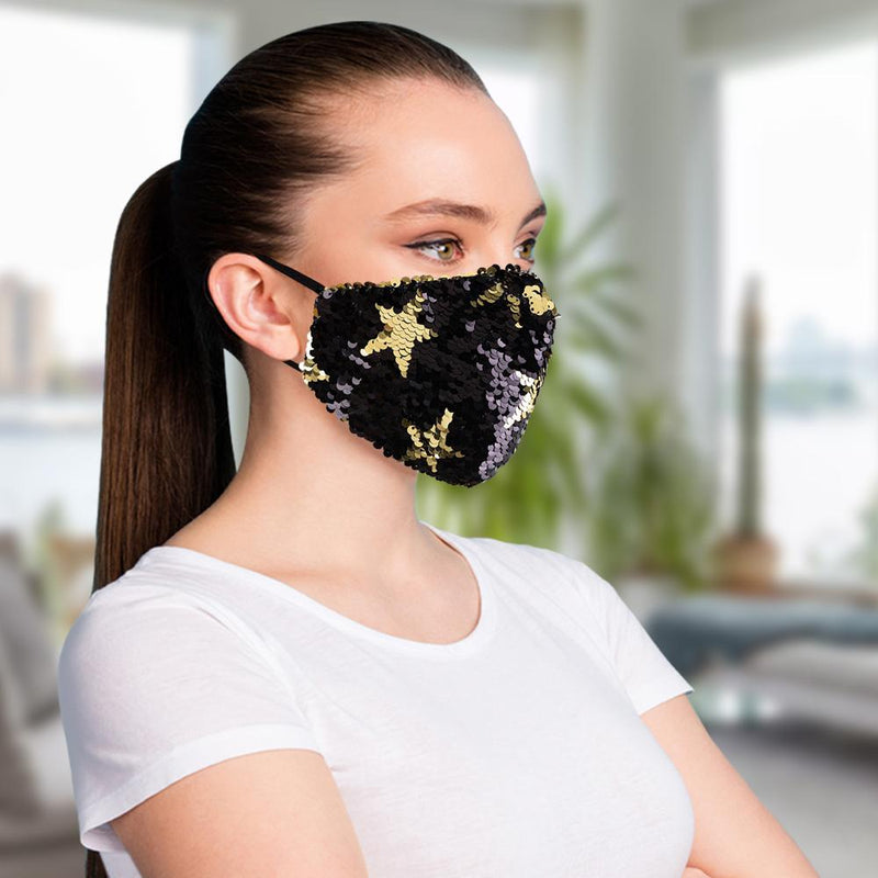 5-Pack: Star Struck Cotton Reversible Sequin Fashion Face Masks With Adjustable Ear Loops Face Masks & PPE - DailySale